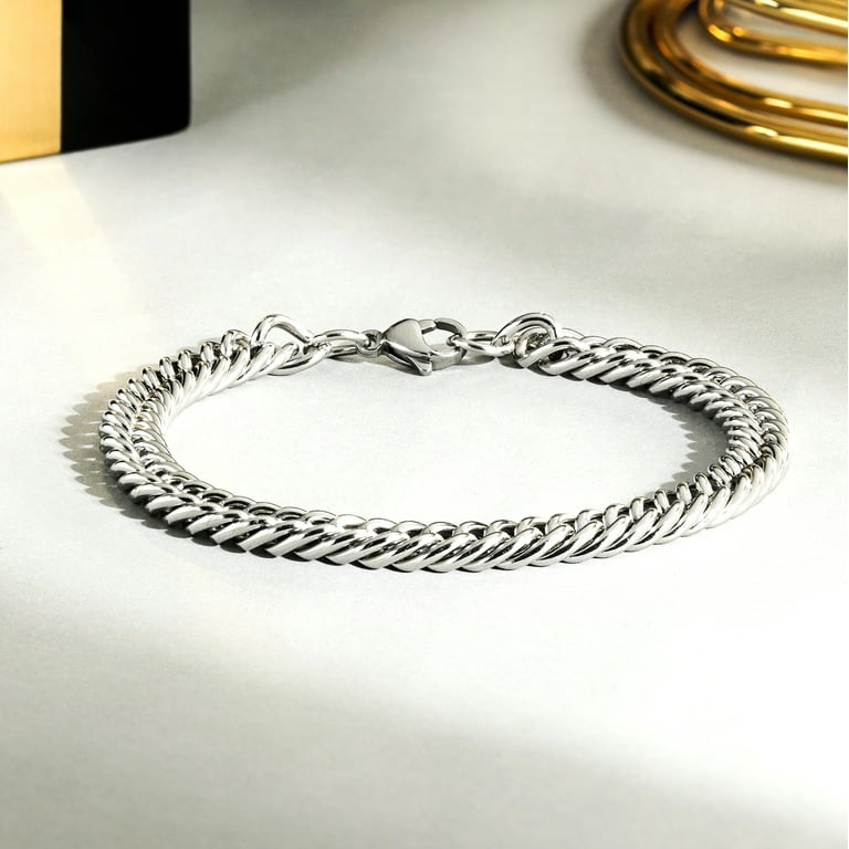 Men's Curb Chain Bracelet - Sleek Interlocking Links Jewelry Men's Curb Chain Bracelet - Sleek Interlocking Links Jewelry