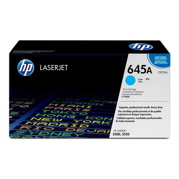 HP 645A Cyan Original LaserJet Toner Cartridge, ~12,000 pages, C9731A