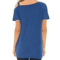 thumbnail image 2 of RYRJJ Women's One Cold Shoulder Tops Summer Short Sleeve Twist Knot Top Casual Tunic Blouse T-Shirts(Blue,XL), 2 of 6
