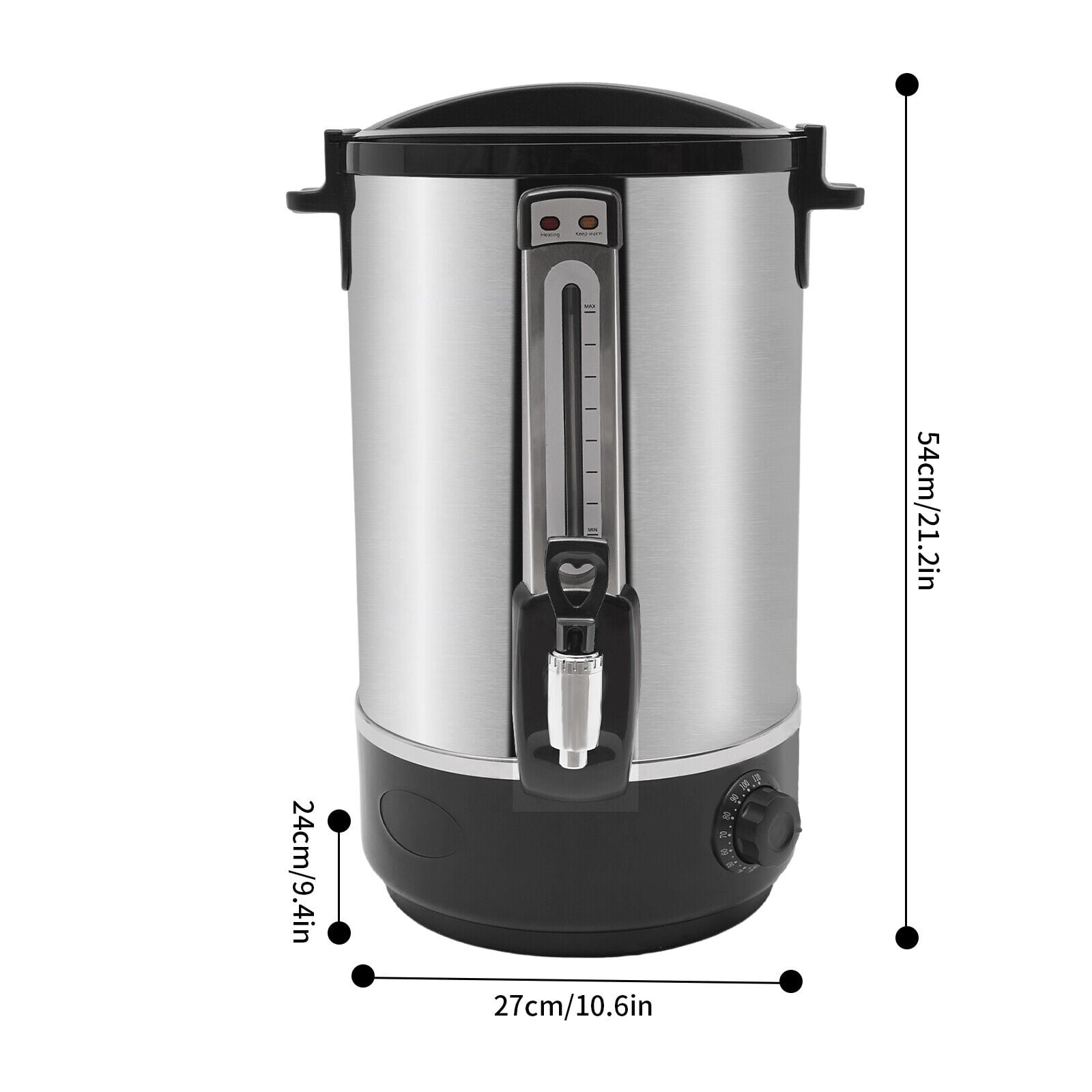 2-layer Stainless Steel Commercial Water Bucket, Electric Hot Water Bucket 16L Beverage Dispenser
