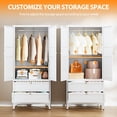 thumbnail image 5 of STANI Metal Wardrobe Closet with 2 Drawer, 71"H White Armoire Wardrobe Cabinet with Hanging Rod, Clothes Storage Organizer Cabinets for Bedroom, Bathroom, Office, 5 of 12