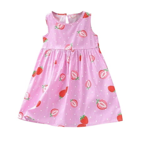 

Qufokar Baby Girl Clothes Sale Clearance Casual Dress Girls Size 8 Summer Girls Dress Casual Princess Dresses Sleeveless Floral Print Kids Cotton Beach Dress