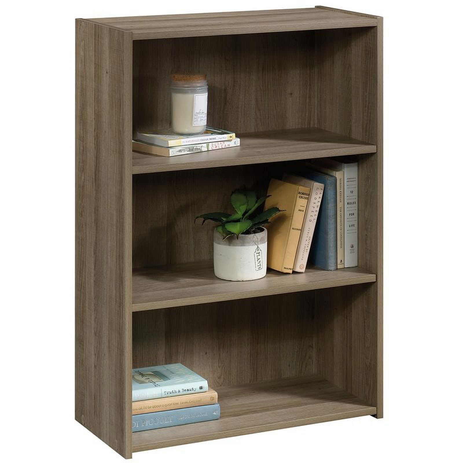 Pemberly Row 3-Shelf Modern Engineered Wood Bookcase in Brook Cherry