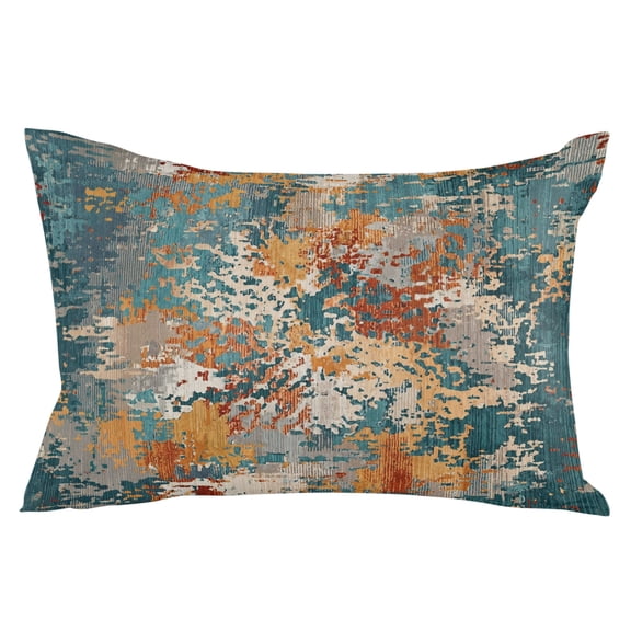 Brown Green Copper Rust Throw Pillow Cover 16 x 24 Inch Decorative Pillow Cover Vintage Industrial Mottled Abstract Lumbar Pillowcase Seasonal Rectangle Cushion Case for Couch Sofa Bed Living Room