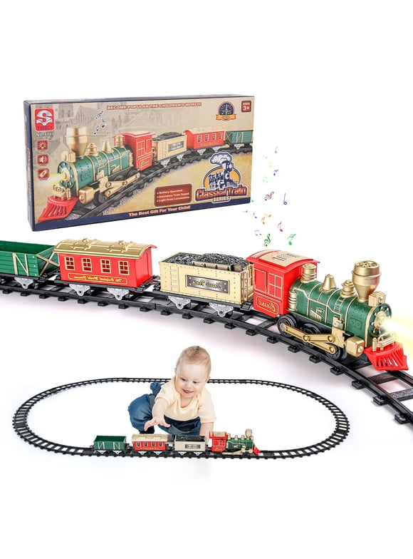 Ant Class Electric Train Toy for Boys Girls with Sound & Light, Railway Kit Under Around The Christmas Tree