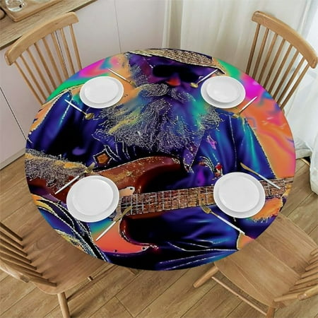 

Autua Monkey Round Table Cover Stain Resistant Washable Indoor Outdoor Tablecloth Kitchen Dining Wedding Parties 100% Polyester Elastic Edge Waterproof 54 -58