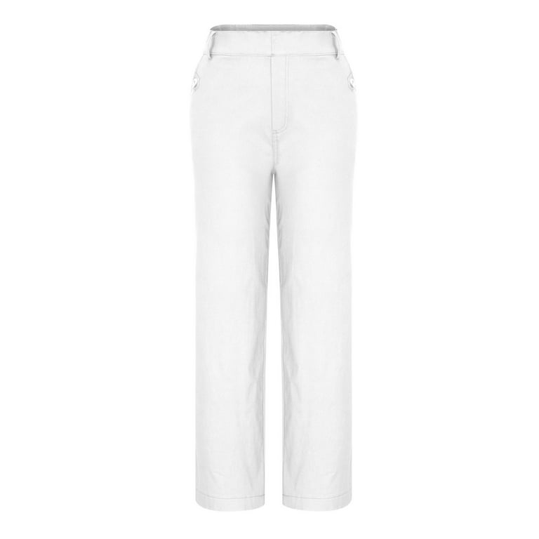 HUPOM Goth Pants Training Pants Suit Slacks High Waist Rise Full Flare-Leg  White 2XL