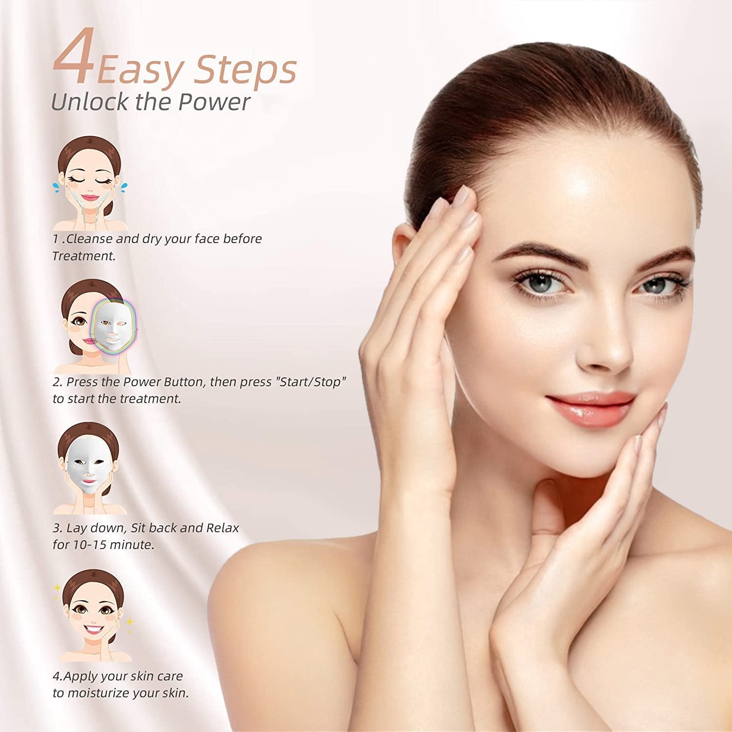 SUWU Plug-In LED Seven-Color Face Care Face Mask 7-Color LED Face And Neck Care Mask