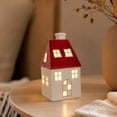 thumbnail image 2 of Ceramic Christmas House Decoration Lighted Snow Tabletop Ornament Holiday Village Figurine Indoor Display Party Setup Accessory, 2 of 3
