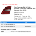 thumbnail image 2 of Right Passenger Side Tail Light Assembly - Compatible with 2012 - 2015 Mercedes-Benz ML350 2013 2014, 2 of 2