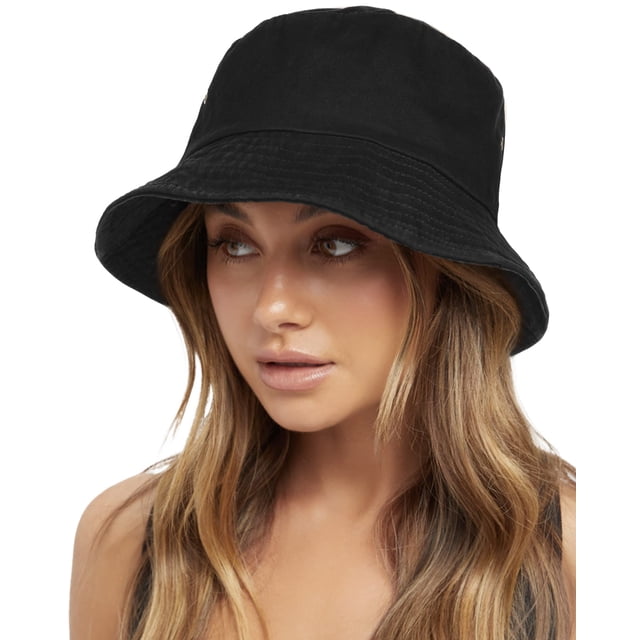 Gorro de pescador FURTALK de algodón lavado para mujer, verano, negro