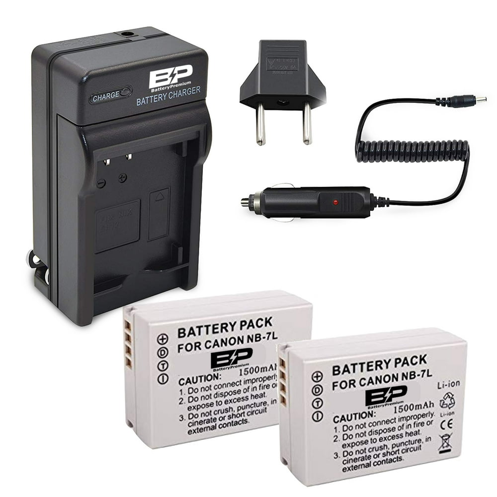 BP 2Pack NB7L Batteries & Charger for Canon PowerShot G10, G11, G12