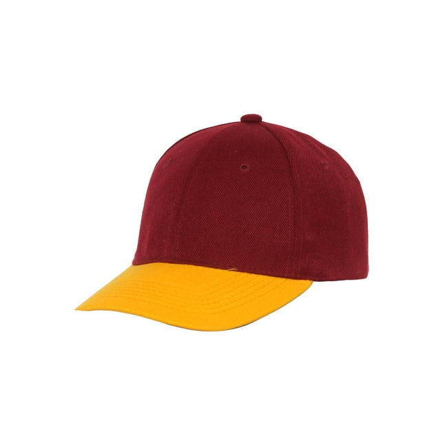 Two-Tone Adjustable Baseball Cap, Red Yellow