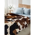 thumbnail image 4 of Cow Patterned Twim XL Size Flat Sheet, Wrinkleproof & Fadeproof Cooling Flat Bed Sheet Only, Vintage Farmhouse Abstract Country Western Breathable Soft Bedding Top Sheets 66 x 102 Inches, 4 of 8