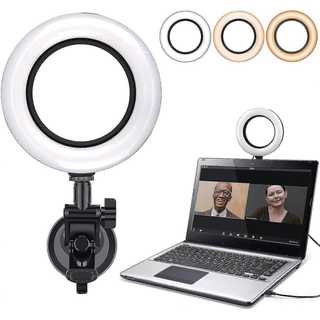 Video Conference Lighting Kit,computer/laptop Moniter Led Video Light Dimmable (1 Pcs, White)