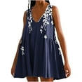 thumbnail image 2 of Robes pour Femmes, Mode Féminine Été Décontractée Ample Imprimée Sans Manches Robe Col en V, 2 of 5