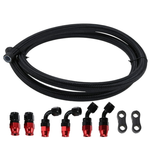 Kit de línea de combustible AN10 Unique Bargains de 5.01 pies, manguera de vacío automotriz con abrazadera de tubo negro, 1 juego
