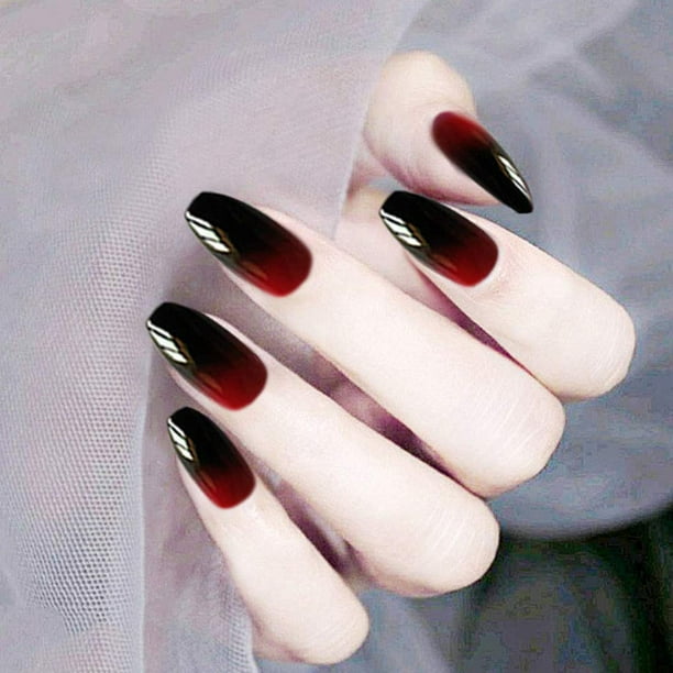 Glossy Press on Nails Black Coffin Full Cover Fake Nails Acrylic False Nail for Women and Girls (24Pcs) (Red Black) Glossy Press on Nails Black Coffin Full Cover Fake Nails Acrylic False Nail for Women and Girls (24Pcs) (Red Black)