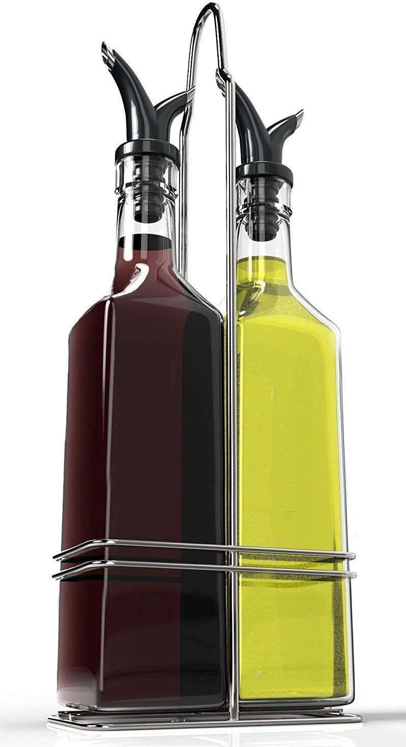 Zeppoli Olive Oil Dispenser Bottle Set - Stainless Steel Rack 2 Pack - Oil  & Vinegar Dispenser Set -…See more Zeppoli Olive Oil Dispenser Bottle Set 
