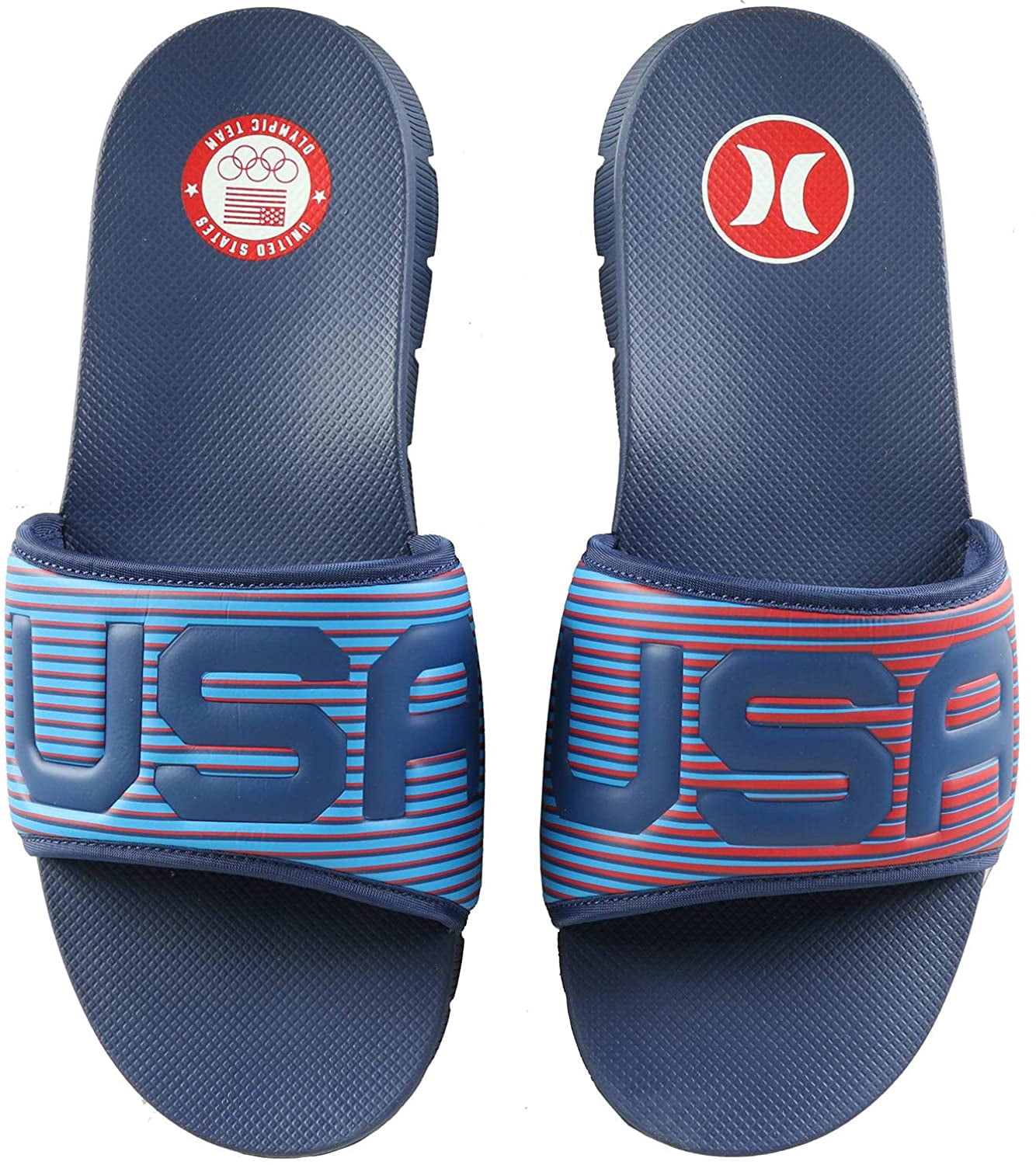 Hurley Men's Team USA Olympics Fusion Slide Sandals - Blue (10)