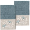 thumbnail image 2 of Linum Home Textiles 2 Piece Texture/Embroidery Turkish Cotton Hand Towel, 16" x 30", Blue, 2 of 3
