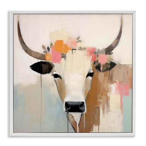 Stupell Industries Contemporary Soft Cattle Abstraction White Framed Giclee Art, 24 x 24, by Irena Orlov