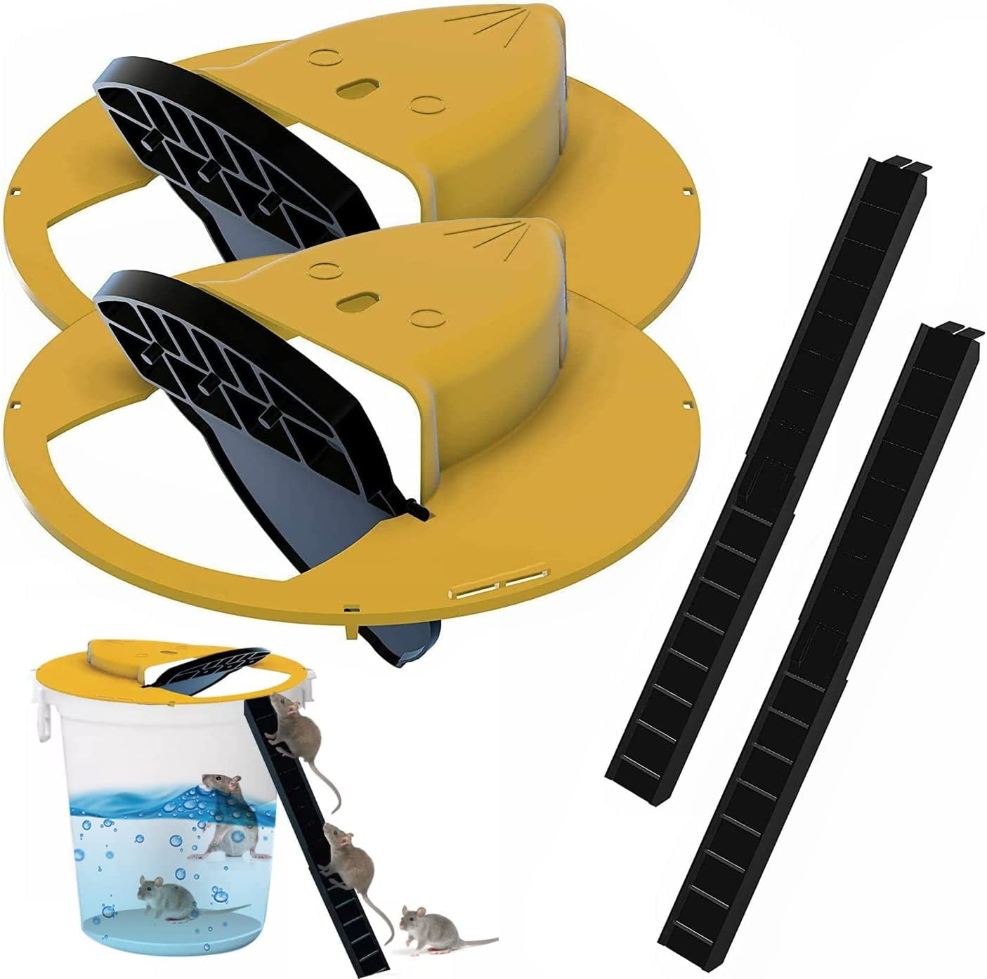 5 Gallon Bucket Lid Mouse Rat Trap 4 Pack- Automatic Reset Flip and Slide  Mouse
