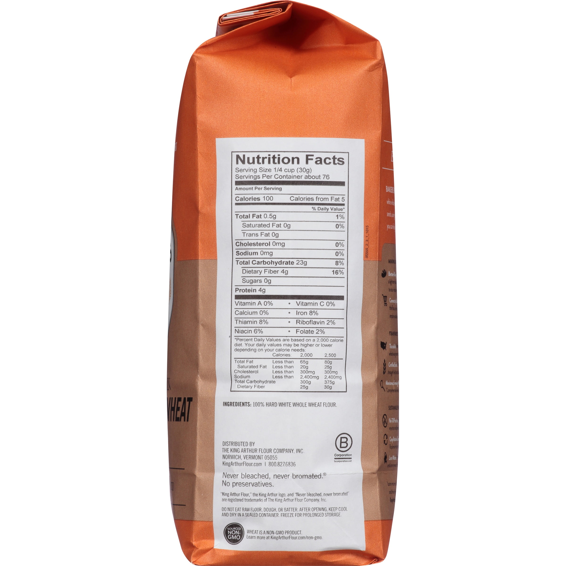 King Arthur 100 Whole Wheat Flour Nutrition Facts Bios Pics