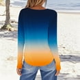 thumbnail image 4 of YUGYXL Long Sleeve Gradient Tunic Tops for Women Trendy Loose Crew Neck Blouse Fall Winter Casual Basic Tee Shirts Navy S, 4 of 5