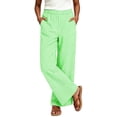 thumbnail image 3 of Wide Leg Pants for Women Ihhxva Striped Summer Elastic Waist Casual Trousers with Pockets Flowy Linen High Beach Vacation Loose Fit S-3XL, 3 of 8
