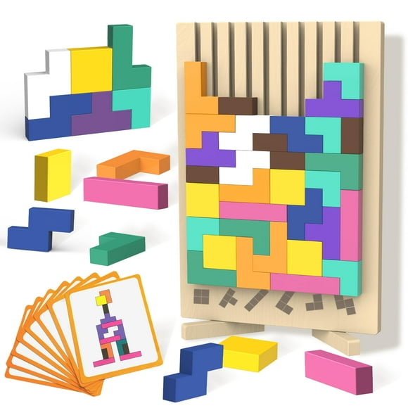 WJCA Montessori Block Puzzle, Educational Stacking Toys for Brain Development & Fine Motor Skills, Learning Game for Toddlers Age 3 4 5