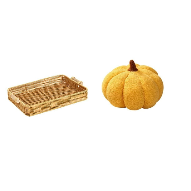 Cesta De Frutas De Calabaza Tejida, Almohada, Cuenco Para Servir Bocadillos, Plato De Pan De Felpa Decorativo, Cojín Para Sofá, Escritorio, Cama, Dormitorio, Decoración De Habitación