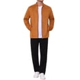 thumbnail image 2 of Men's Vintage Bomber Jacket Lightweight Stand Collar Zipper Casual Suede Jacket S Orange, 2 of 6