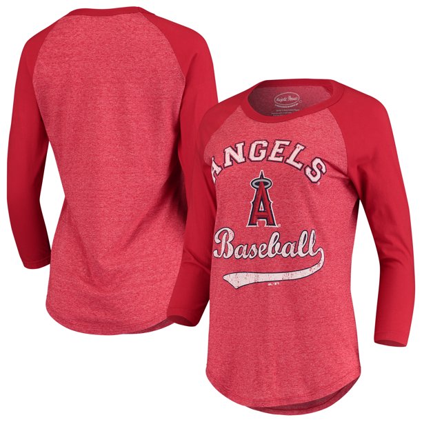 Los Angeles Angels Majestic Threads Women's Team Baseball ThreeQuarter Raglan Sleeve TriBlend