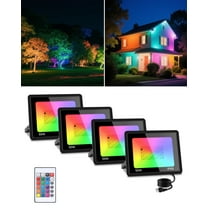 4 Pack 50W RGB Flood Lights 500W Equi Color Change with Remote Waterproof Multicolor LED Lamp Indoor or Outdoor Decorative Landscape Lighting for Statue, House Exterior, Event Stage, Festive Ambiance
