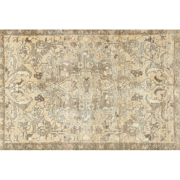 Ahgly Company Indoor Rectangle Traditional Khaki Gold Persian Area Rugs, 2' x 5'