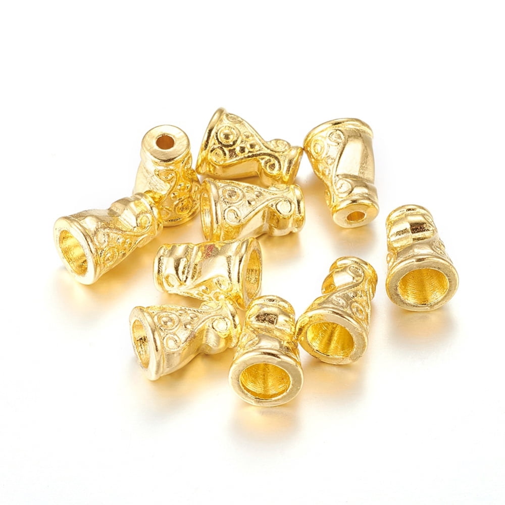 1000g Tibetan Style Alloy Bead Cones Hammered Circular Cadmium Free & Nickel Free & Lead Free Golden 10x7.5mm Hole: 1.7~1.8mm Inner Diameter: 3.5~4mm about 850pcs/1000g