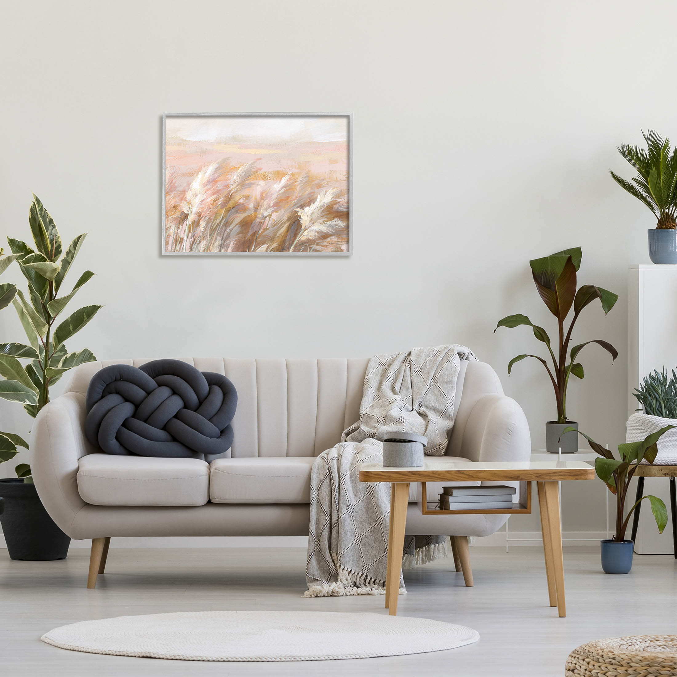Stupell Industries Beige Breezy Prairie Grasses Painting Gray Framed Art Print Wall Art, Design by Danhui Nai