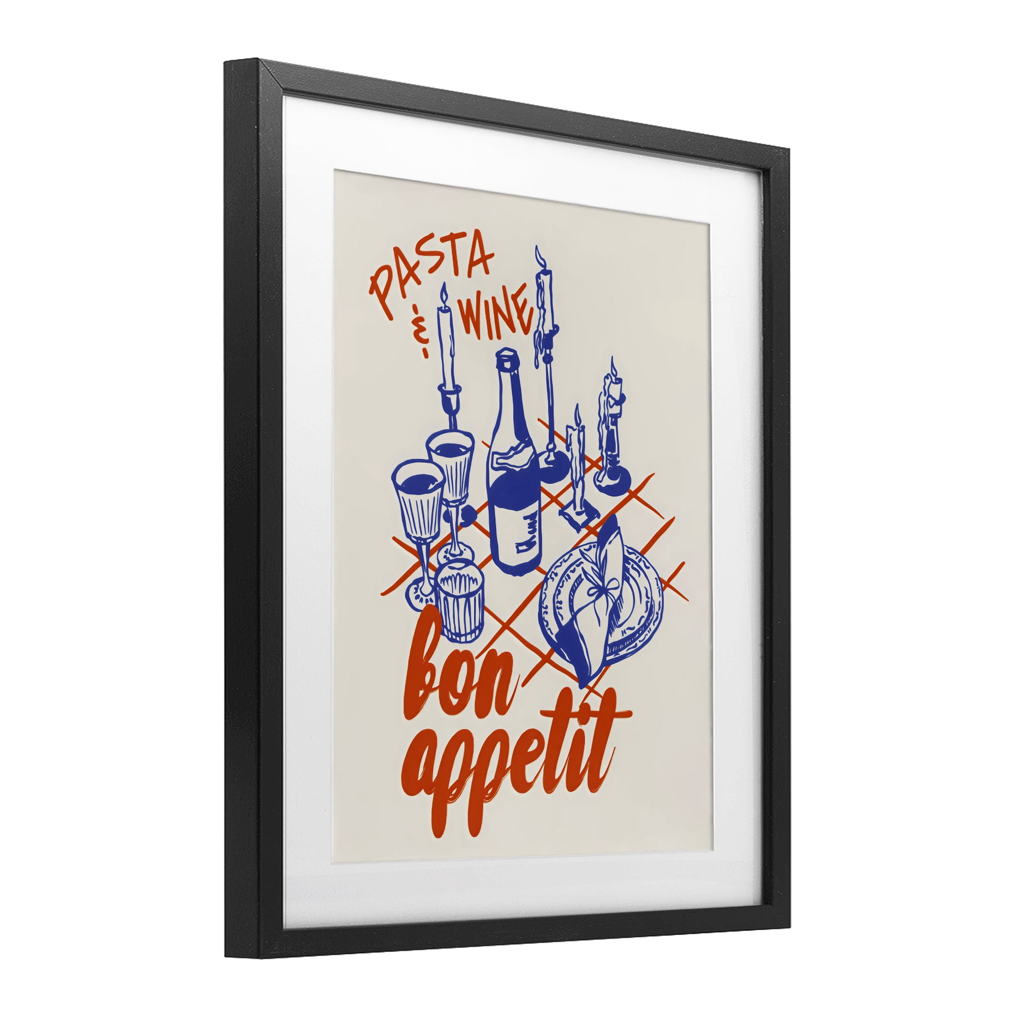Stupell Industries Pasta & Wine Bon Appetit Black Framed Print Under Glass, design by The Prints Vibe