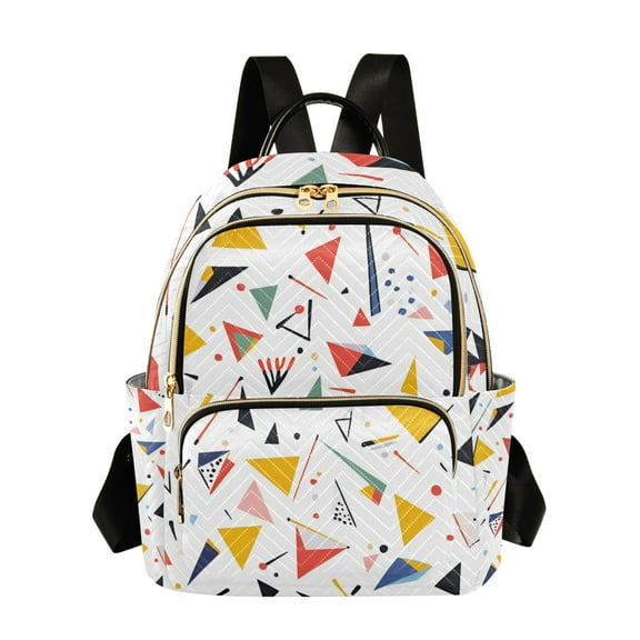 FORMRS Mini Backpack Purse for Women Travel Daypack Casual Shoulder Bag, White Triangles