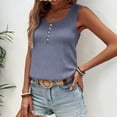 thumbnail image 3 of Cilsoka Women Summer Tank Tops Round Neck Sleeveless Front Pleated Button Down Tunic Casual Outfit 2026 Basic Loose Shirts, 3 of 7