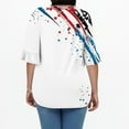 thumbnail image 5 of Plus Size Women's Ruffled Three-Quarter Sleeve V-Neck T-Shirt - Patriotic Print Casual Top for Summer, Date Nights & 4th of July Events ,White 2XL, 5 of 5
