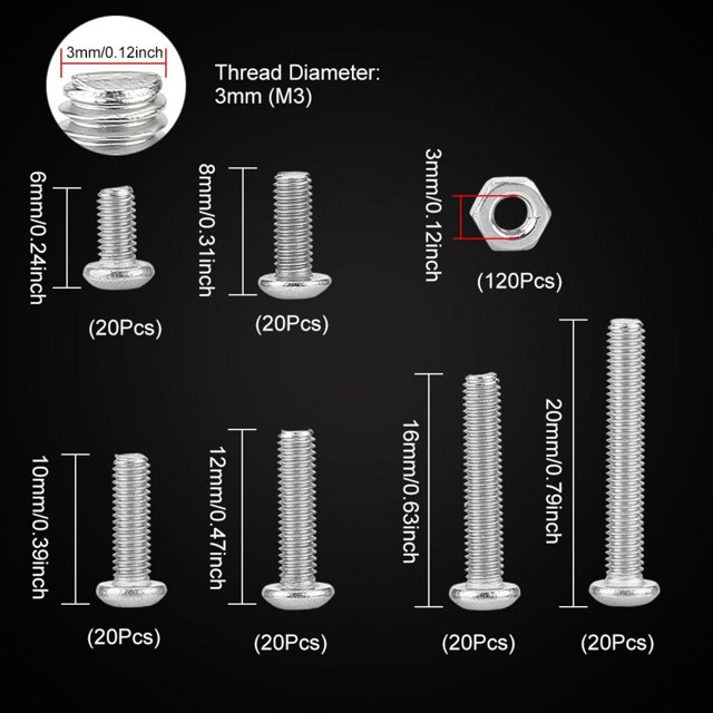 Perno 240 piezas Jadeshay M3 tornillo de cabeza hexagonal con cabeza de botón