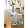 thumbnail image 5 of Table Runner 72 Inches Long for Kitchen Dining, Blue Hydrangea Dresser Scarf Farmhouse, Dining Table Decorations for Wedding/Parties, Pink Flowers Spring Botanical Country Plants 13 x 72 In, 5 of 8