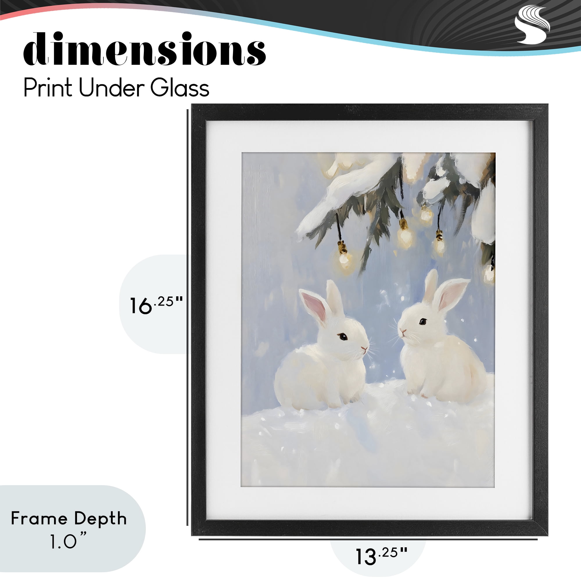 Stupell Industries Winter Bunnies Under Twinkling Lights Black Framed Print Under Glass, design by The Prints Vibe