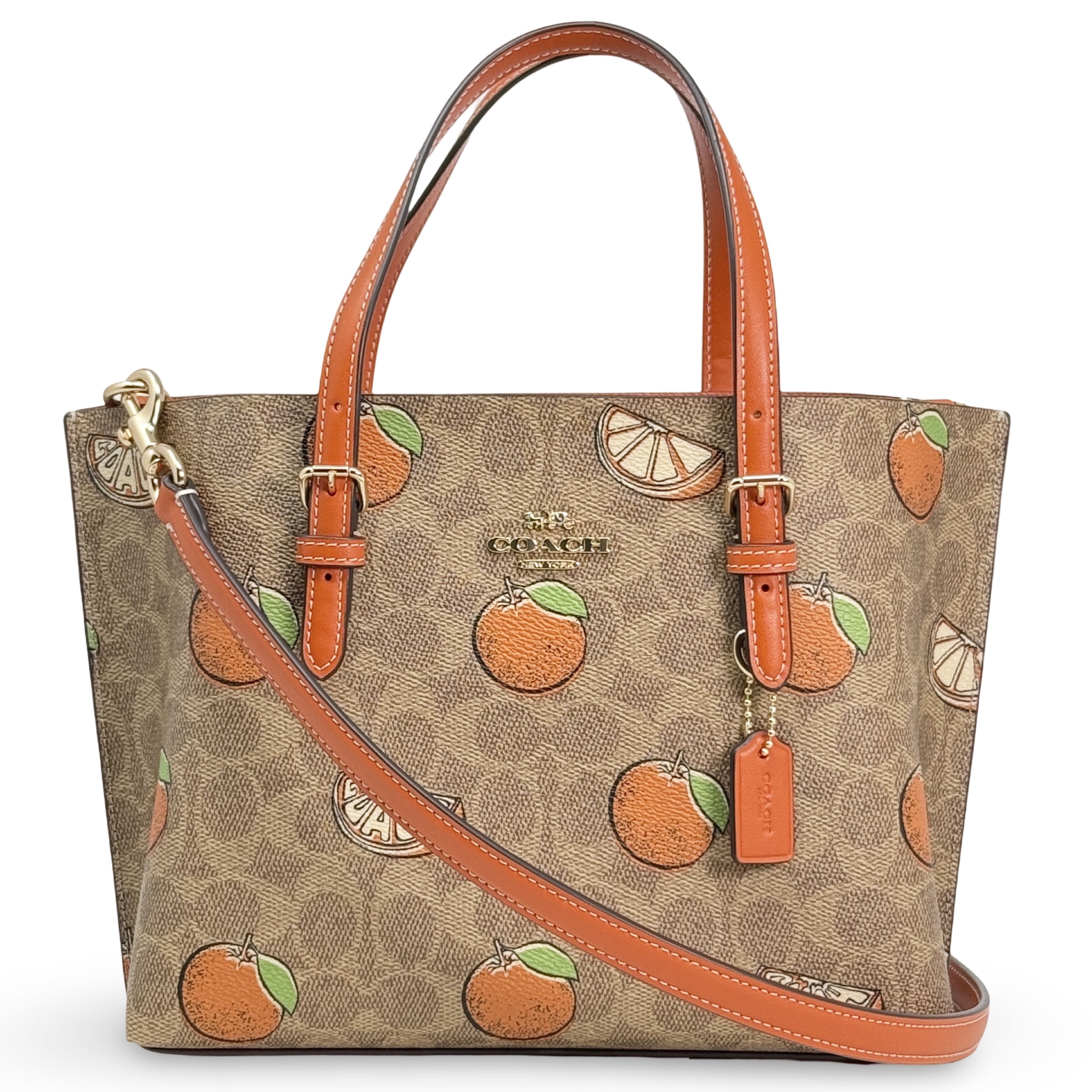 Coach Signature Coated Canvas Brown Dark Magenta City Tote