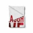 thumbnail image 2 of Live Laugh Love Soft Flannel Fleece Throw Blanket, Typographic Montage Words Macro Rose Petals Texture Print, Cozy Plush for Indoor and Outdoor Use, 50" x 70", Red White and Black, by Ambesonne, 2 of 6