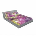 thumbnail image 3 of Diamond Bedding Set with Sheet & Covers, Abstract Ornate Gradient Different Size Diamond Motifs Futuristic Effects Print, Printed Bedroom Decor 2 Shams, 4 Sizes, Purple Yellow, by Ambesonne, 3 of 3