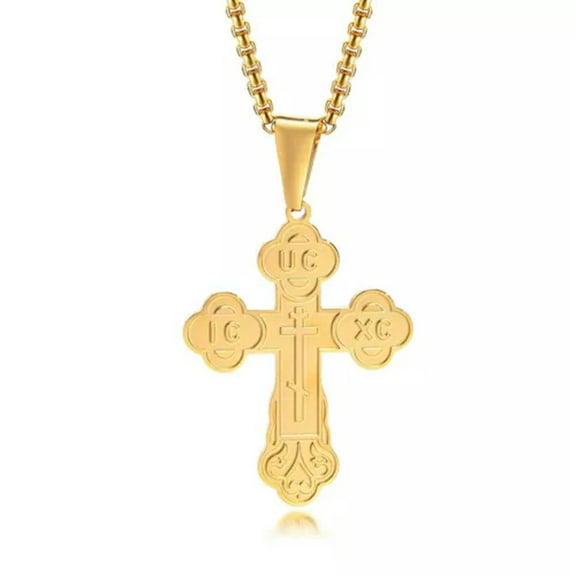 Mens Orthodox Cross Necklace Cross Pendant Faith Religious Prayer Gift Jewelry