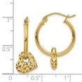 thumbnail image 2 of 14k Yellow Gold Moveable Heart Hoop Earrings - 1.6 Grams - Measures 23x19mm Wide 2mm Thick, 2 of 2